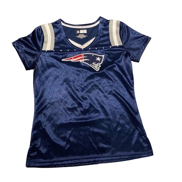 NFL Team Apparel- Patriots - Women’s Short Sleeve Jersey Top - Picture 1 of 9